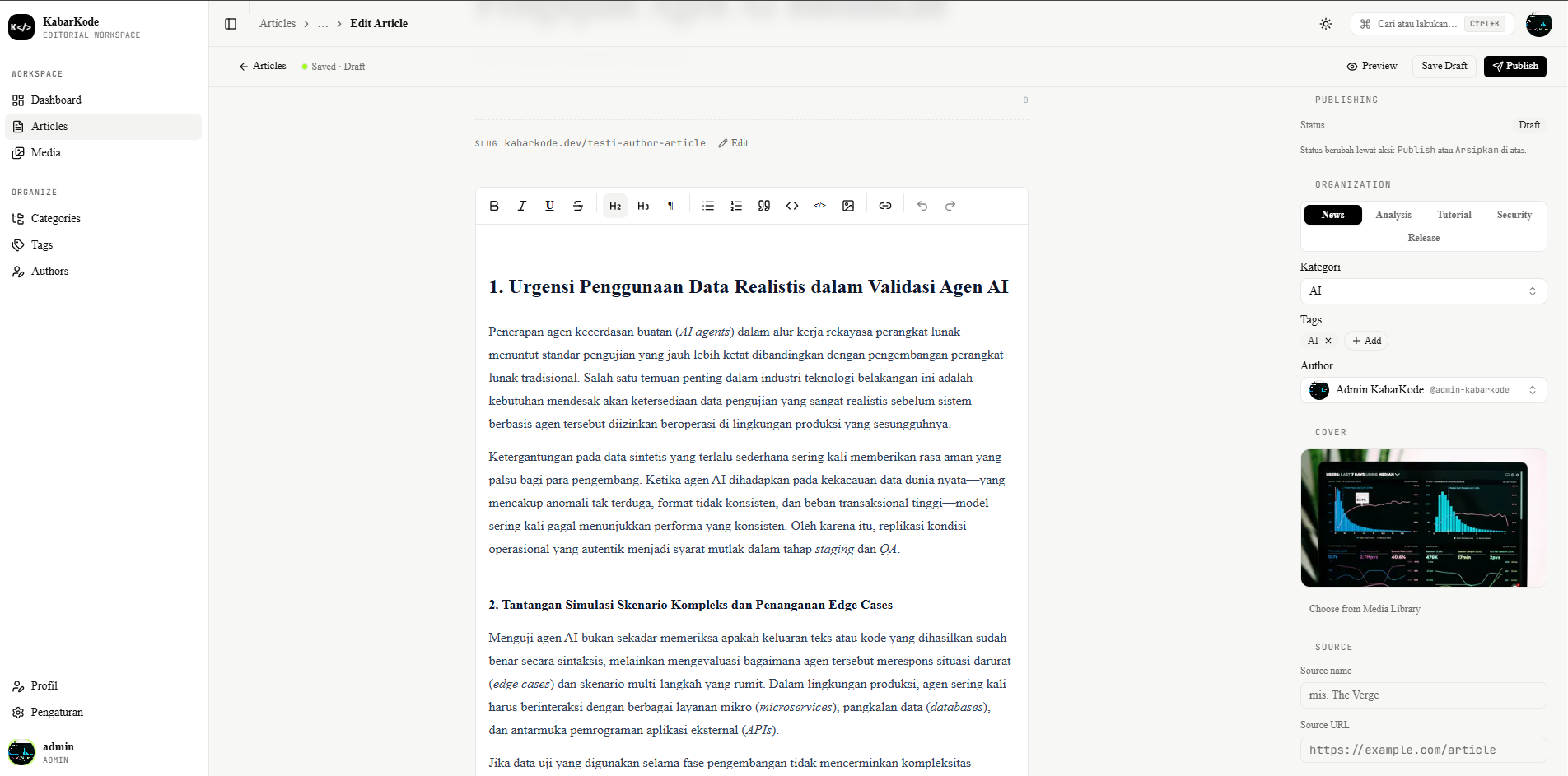 KabarKode CMS overview